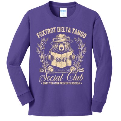 Foxtrot Delta Tango Social Club Only You Can Prevent Fascism Kids Long Sleeve Shirt