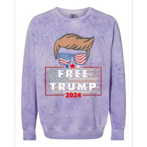 Free Donald Trump Republican Support Pro Trump American Flag Colorblast Crewneck Sweatshirt