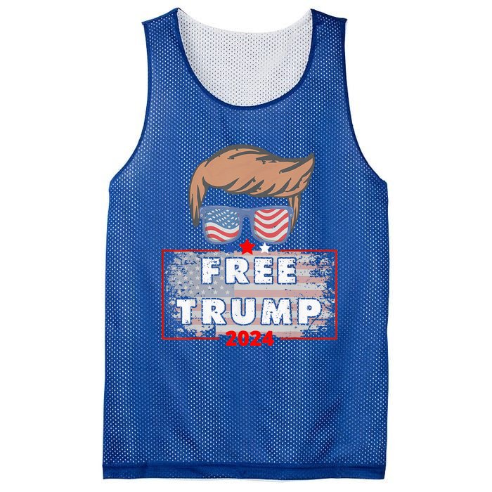 Free Donald Trump Republican Support Pro Trump American Flag Mesh Reversible Basketball Jersey Tank