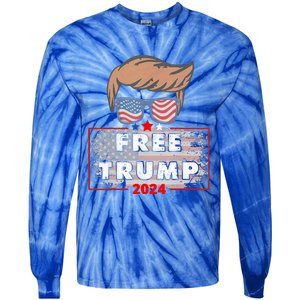 Free Donald Trump Republican Support Pro Trump American Flag Tie-Dye Long Sleeve Shirt