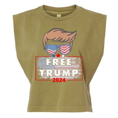 Free Donald Trump Republican Support Pro Trump American Flag Garment-Dyed Women's Muscle Tee