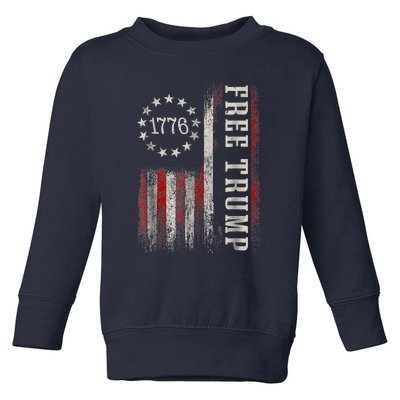 Free Donald Trump Republican Support Pro Trump American Flag Toddler Sweatshirt