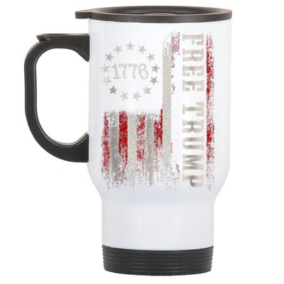 Free Donald Trump Republican Support Pro Trump American Flag Stainless Steel Travel Mug