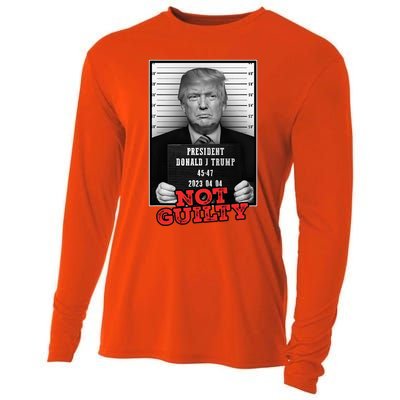 Funny Donald Trump Not Guilty Mug Shot Free Trump 2024 Cooling Performance Long Sleeve Crew