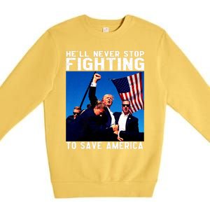 Funny Donald Trump HeLl Never Stop Fighting To Save America Premium Crewneck Sweatshirt