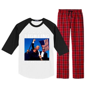 Funny Donald Trump HeLl Never Stop Fighting To Save America Raglan Sleeve Pajama Set