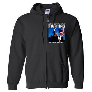 Funny Donald Trump HeLl Never Stop Fighting To Save America Full Zip Hoodie