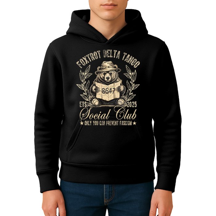 Foxtrot Delta Tango Social Club Only You Can Prevent Fascism Kids Hoodie