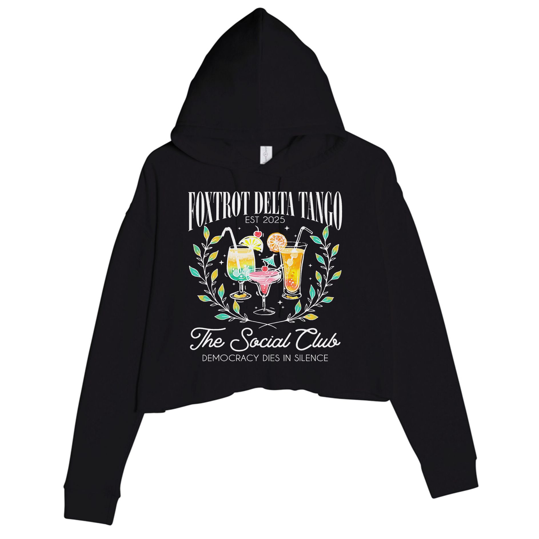Foxtrots Deltas Tangos Retro Vintage Beach Crop Fleece Hoodie