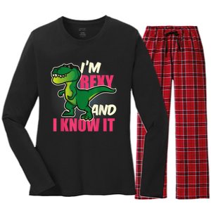 Funny Dinosaur T Rex For Children And Adults Women's Long Sleeve Flannel Pajama Set 