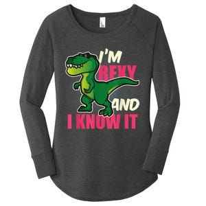 Funny Dinosaur T Rex For Children And Adults Women's Perfect Tri Tunic Long Sleeve Shirt