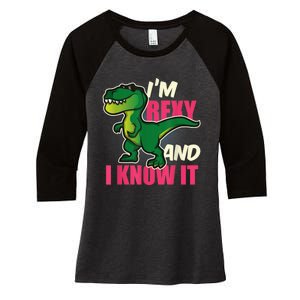 Funny Dinosaur T Rex For Children And Adults Women's Tri-Blend 3/4-Sleeve Raglan Shirt