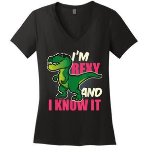 Funny Dinosaur T Rex For Children And Adults Women's V-Neck T-Shirt