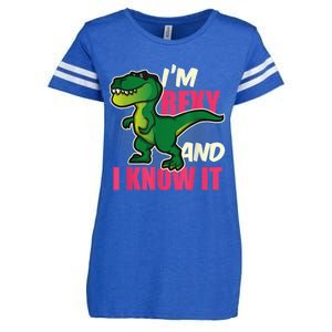 Funny Dinosaur T Rex For Children And Adults Enza Ladies Jersey Football T-Shirt