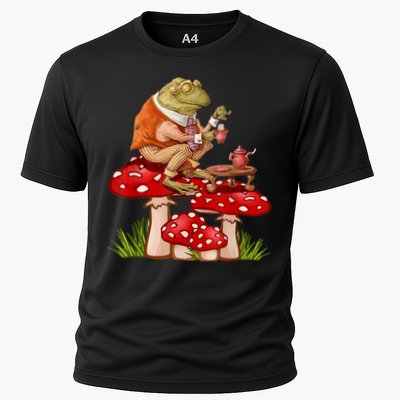 Frog Drinking Tea Mushroom Aesthetic Cottagecore Performance Shirt