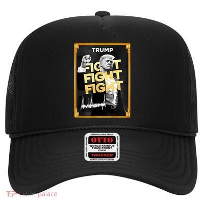 Fight Donald Trump Meme Coin Crypto President High Crown Mesh Back Trucker Hat