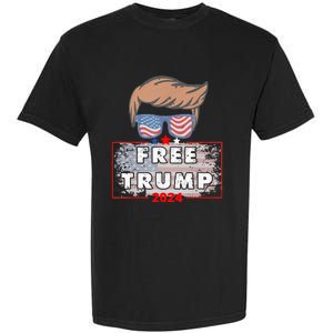 Free Donald Trump Republican Support Pro Trump American Flag Garment-Dyed Heavyweight T-Shirt