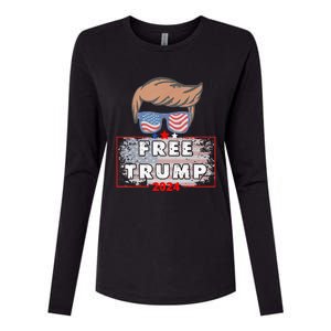 Free Donald Trump Republican Support Pro Trump American Flag Womens Cotton Relaxed Long Sleeve T-Shirt