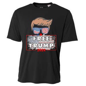 Free Donald Trump Republican Support Pro Trump American Flag Cooling Performance Crew T-Shirt