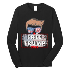 Free Donald Trump Republican Support Pro Trump American Flag Long Sleeve Shirt