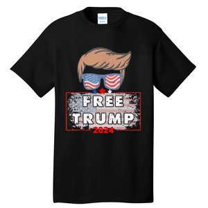 Free Donald Trump Republican Support Pro Trump American Flag Tall T-Shirt