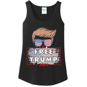 Free Donald Trump Republican Support Pro Trump American Flag Ladies Essential Tank