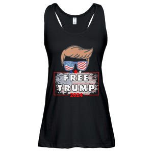 Free Donald Trump Republican Support Pro Trump American Flag Ladies Essential Flowy Tank