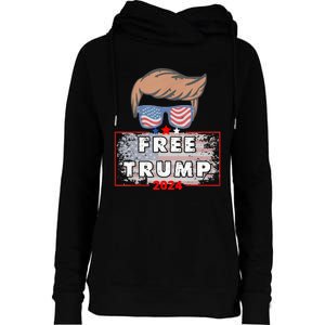 Free Donald Trump Republican Support Pro Trump American Flag Womens Funnel Neck Pullover Hood