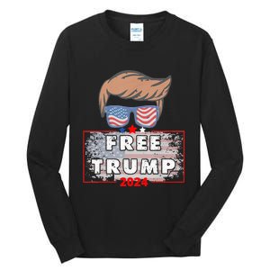 Free Donald Trump Republican Support Pro Trump American Flag Tall Long Sleeve T-Shirt