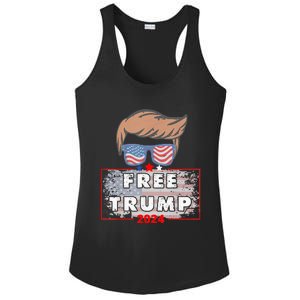 Free Donald Trump Republican Support Pro Trump American Flag Ladies PosiCharge Competitor Racerback Tank