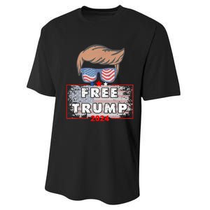 Free Donald Trump Republican Support Pro Trump American Flag Performance Sprint T-Shirt