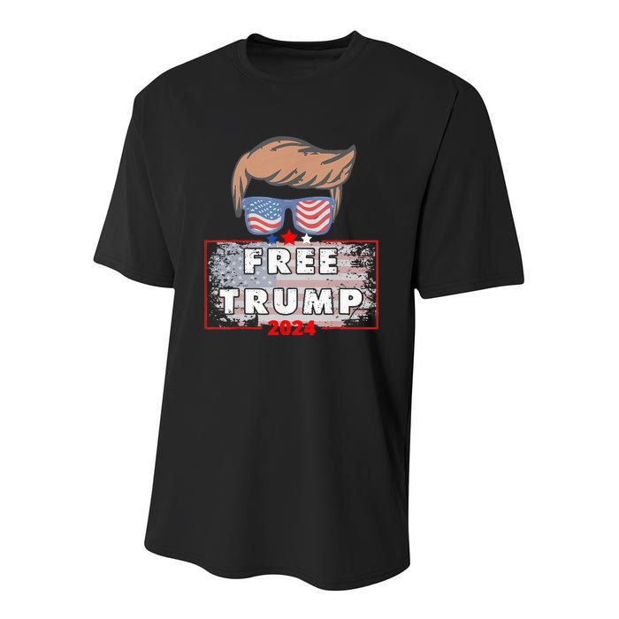 Free Donald Trump Republican Support Pro Trump American Flag Youth Performance Sprint T-Shirt