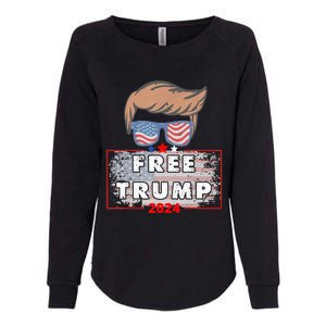 Free Donald Trump Republican Support Pro Trump American Flag Womens California Wash Sweatshirt