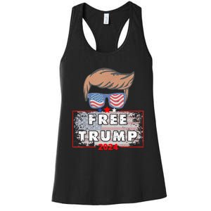 Free Donald Trump Republican Support Pro Trump American Flag Women's Racerback Tank