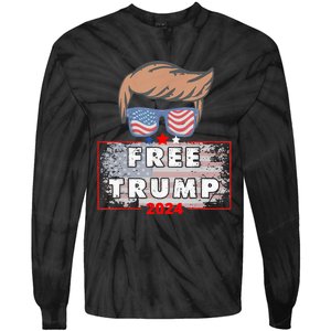 Free Donald Trump Republican Support Pro Trump American Flag Tie-Dye Long Sleeve Shirt