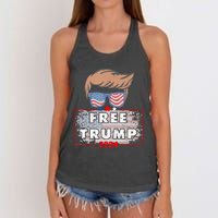 Free Donald Trump Republican Support Pro Trump American Flag Women's Knotted Racerback Tank