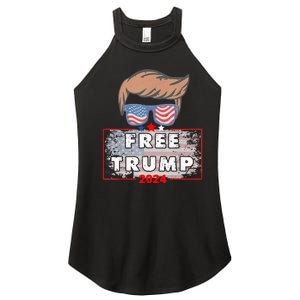 Free Donald Trump Republican Support Pro Trump American Flag Women's Perfect Tri Rocker Tank