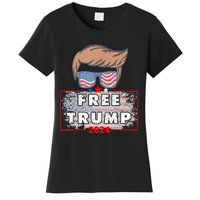 Free Donald Trump Republican Support Pro Trump American Flag Women's T-Shirt