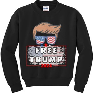 Free Donald Trump Republican Support Pro Trump American Flag Kids Sweatshirt