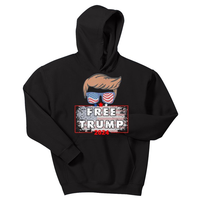 Free Donald Trump Republican Support Pro Trump American Flag Kids Hoodie