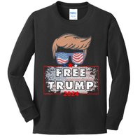 Free Donald Trump Republican Support Pro Trump American Flag Kids Long Sleeve Shirt