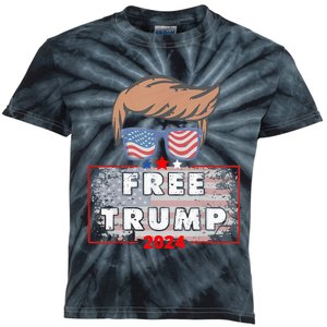 Free Donald Trump Republican Support Pro Trump American Flag Kids Tie-Dye T-Shirt