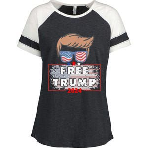 Free Donald Trump Republican Support Pro Trump American Flag Enza Ladies Jersey Colorblock Tee