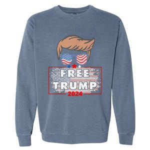 Free Donald Trump Republican Support Pro Trump American Flag Garment-Dyed Sweatshirt