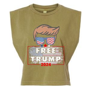 Free Donald Trump Republican Support Pro Trump American Flag Garment-Dyed Women's Muscle Tee