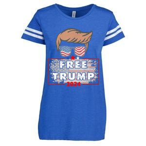 Free Donald Trump Republican Support Pro Trump American Flag Enza Ladies Jersey Football T-Shirt