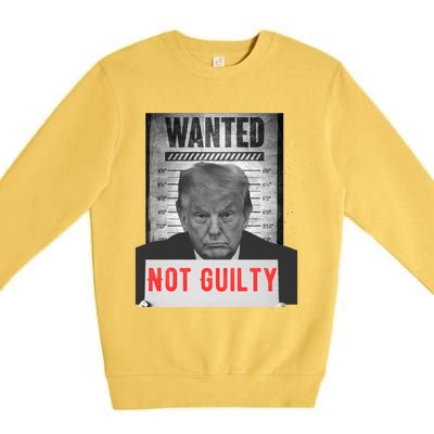 Funny Donald Trump Not Guilty Mug Shot Free Trump 2024 Premium Crewneck Sweatshirt