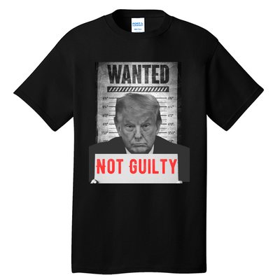 Funny Donald Trump Not Guilty Mug Shot Free Trump 2024 Tall T-Shirt