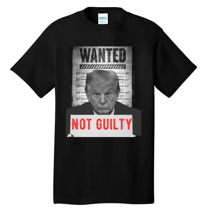 Funny Donald Trump Not Guilty Mug Shot Free Trump 2024 Tall T-Shirt