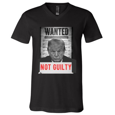 Funny Donald Trump Not Guilty Mug Shot Free Trump 2024 V-Neck T-Shirt